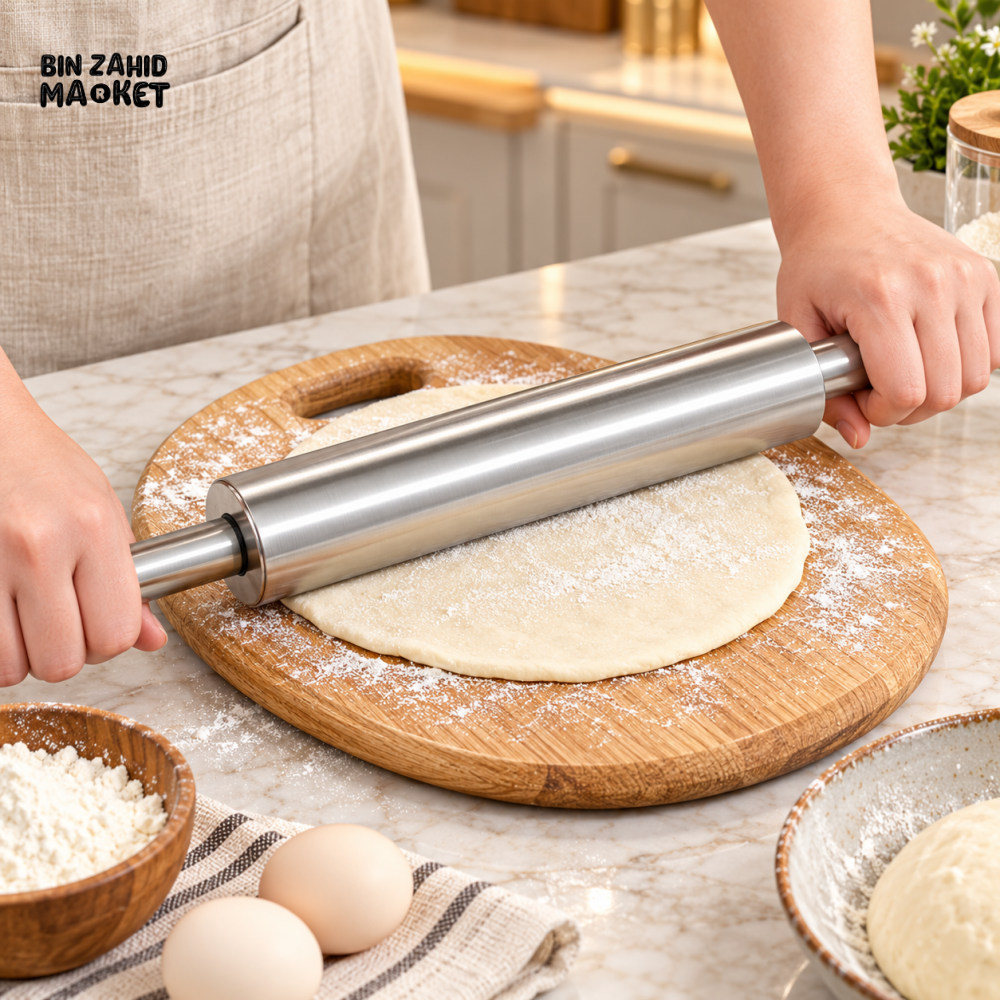 STAINLESS STEEL ROLLING PIN FOR DOUGH & BAKING