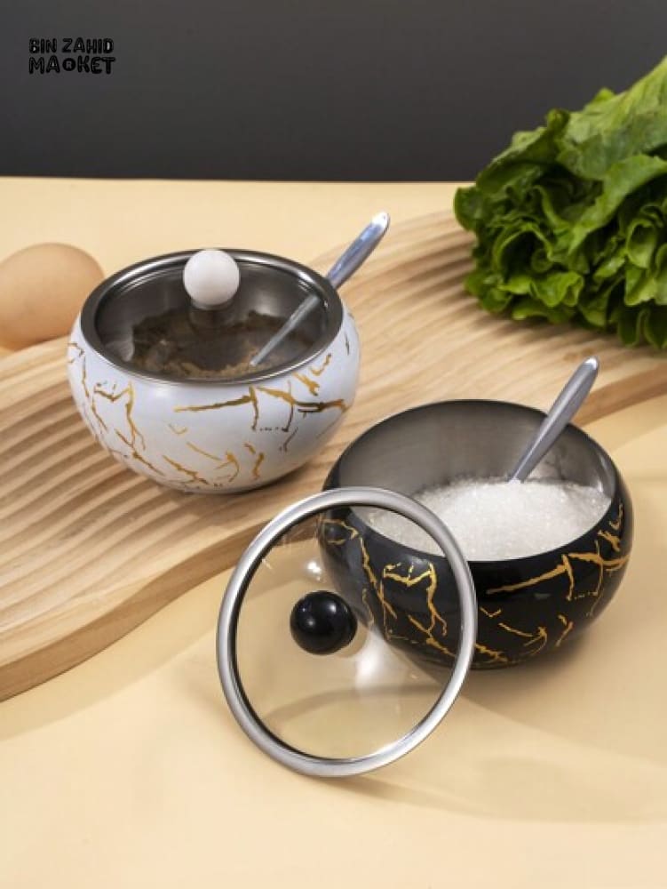 STAINLESS STEEL SEASONING JAR WITH SPOON & LID, SPICE SHAKER