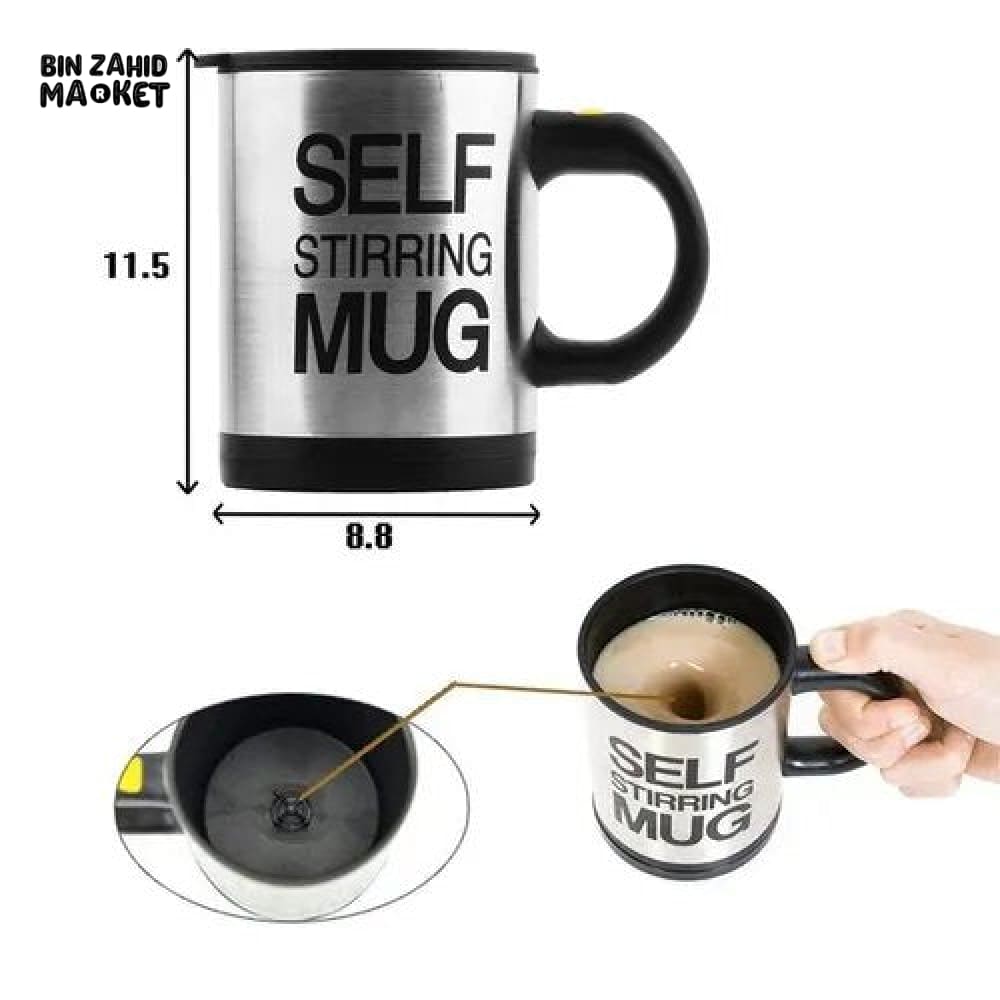 STAINLESS STEEL SELF STIRRING MUG – AUTO MIXING COFFEE CUP