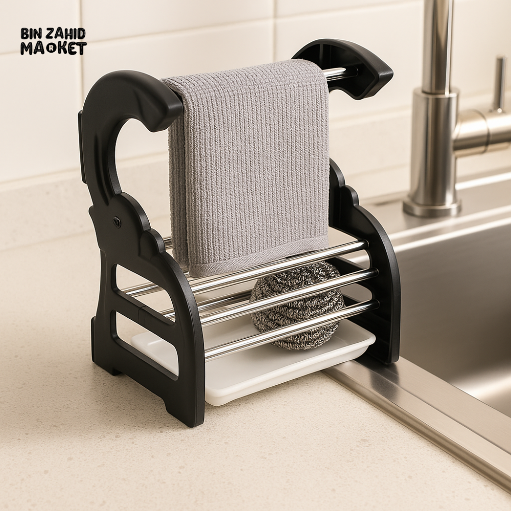 STAINLESS STEEL SPONGE HOLDER – RUST-PROOF SINK RACK DURABLE KITCHEN STORAGE BASKET