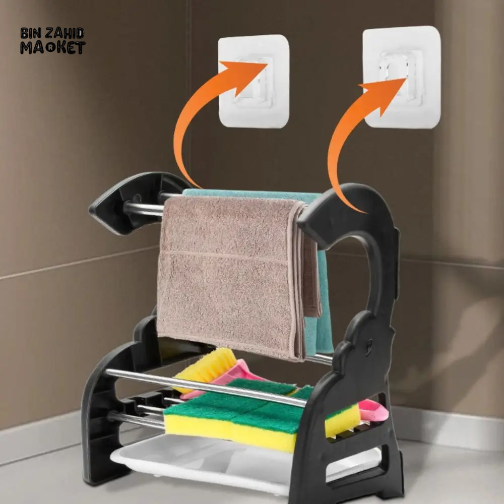 STAINLESS STEEL SPONGE HOLDER – RUST-PROOF SINK RACK DURABLE KITCHEN STORAGE BASKET