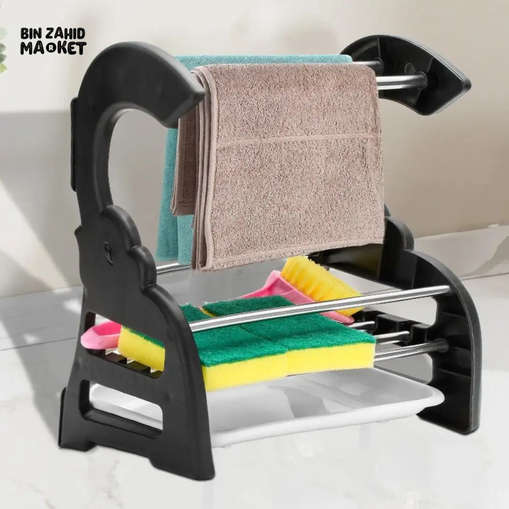 STAINLESS STEEL SPONGE HOLDER – RUST-PROOF SINK RACK DURABLE KITCHEN STORAGE BASKET