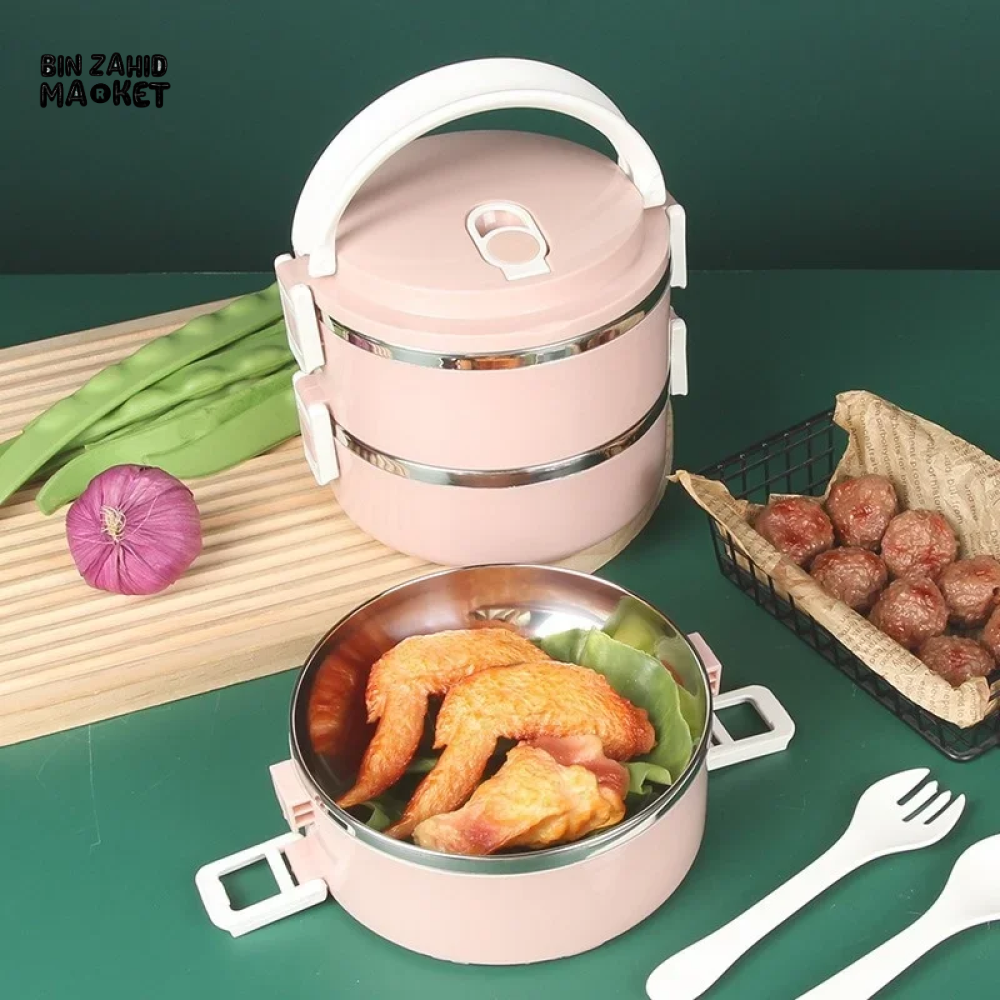 STAINLESS STEEL THERMAL LUNCH BOX LEAKPROOF PORTABLE MULTI-PURPOSE CONTAINER - 2 LAYERS