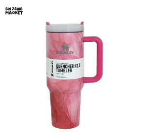 STANLEY 40OZ PRINTED TUMBLER WITH HANDLE - DEEP PINK EDITION