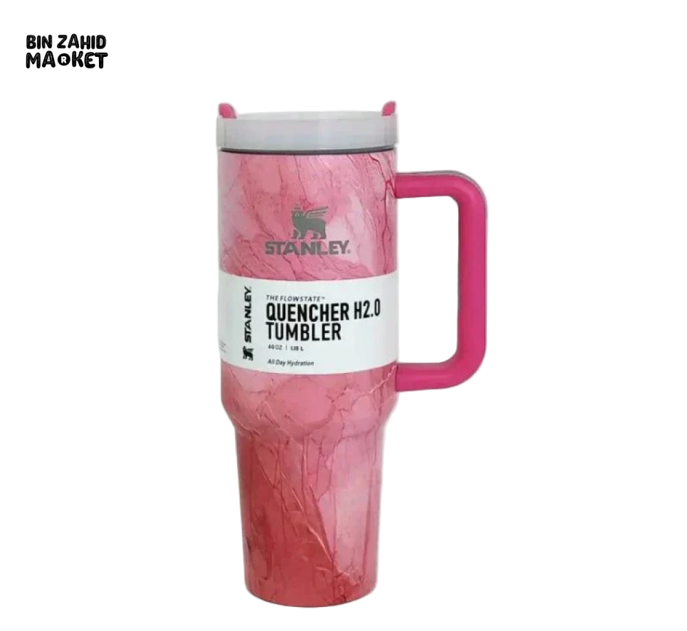 STANLEY 40OZ PRINTED TUMBLER WITH HANDLE - DEEP PINK EDITION