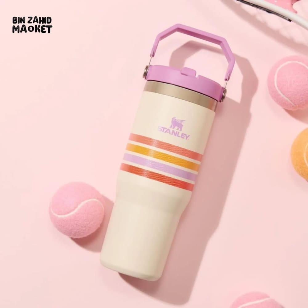 STANLEY ICEFLOW™ 30 OZ FLIP STRAW TUMBLER - CREAM LILAC STRIPE
