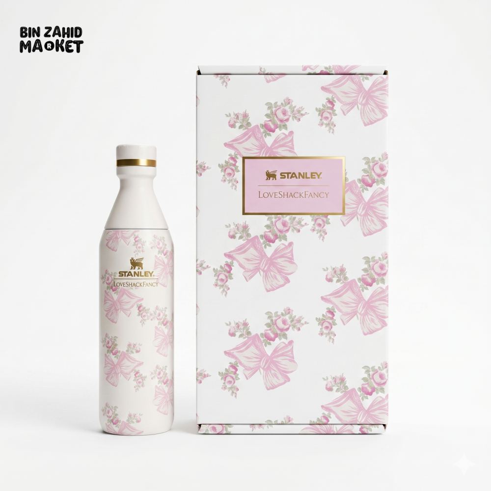 STANLEY X LOVE SHACK FANCY ALL DAY SLIM BOTTLE 16OZ - BEAUX PINK