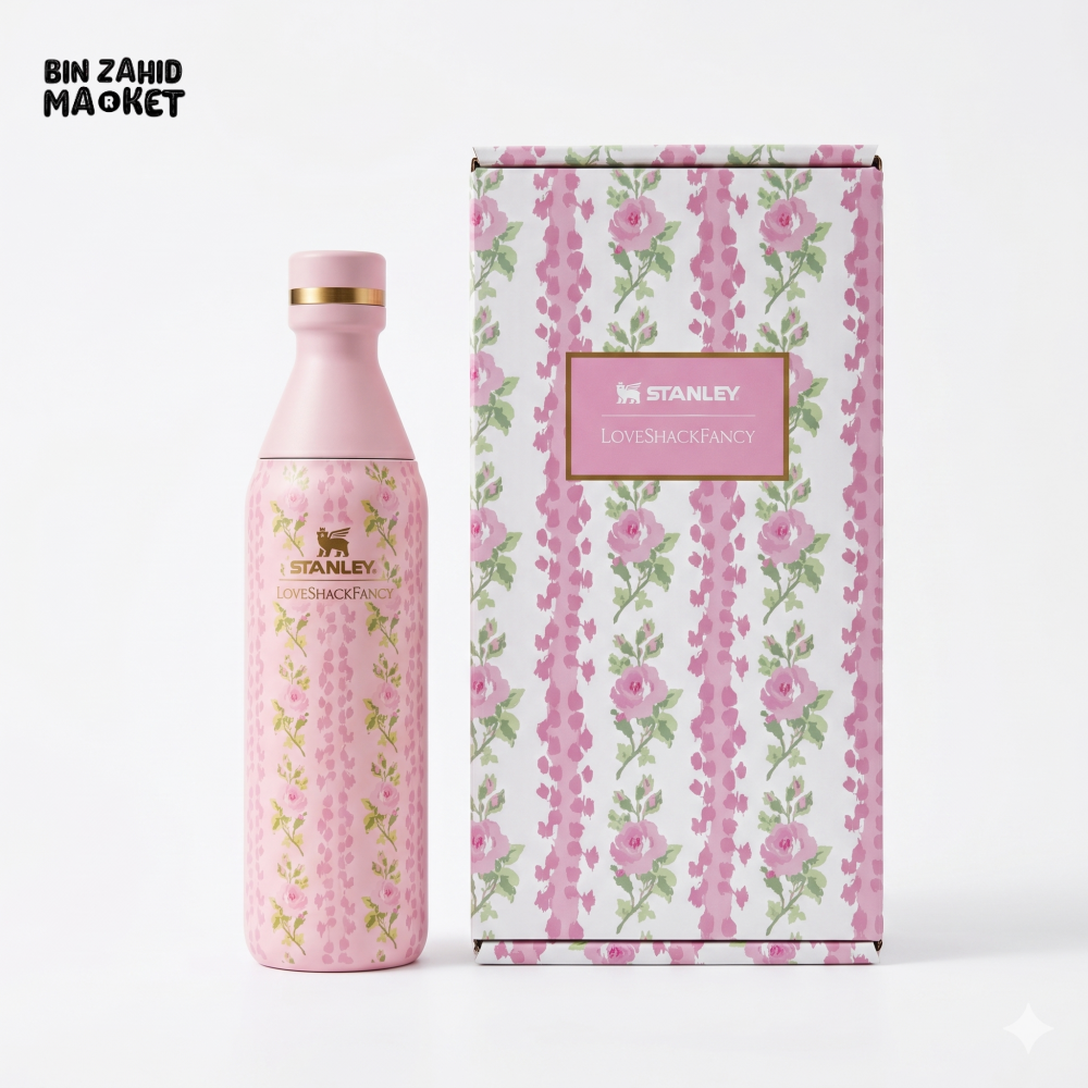 STANLEY X LOVE SHACK FANCY ALL DAY SLIM BOTTLE 16OZ - EVERBLOOMING ROSSETES