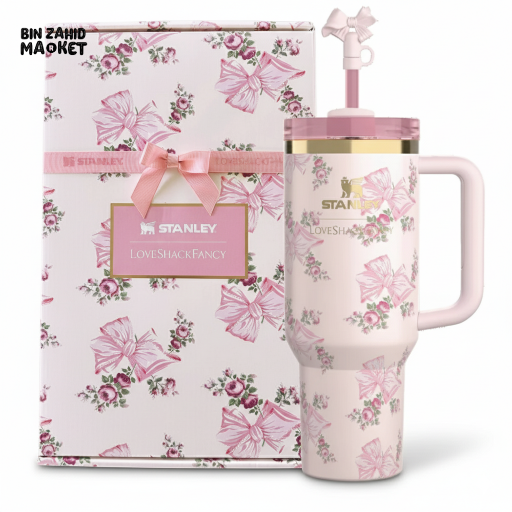STANLEY X LOVE SHACK FANCY TUMBLER QUENCHER 40OZ - BEAUX PINK (GIFT BOX)
