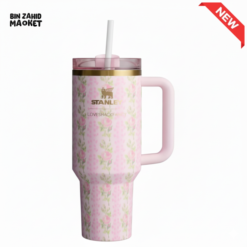 STANLEY X LOVE SHACK FANCY TUMBLER QUENCHER 40OZ - BLOOMING HEIRLOOM (KHAKI BOX)