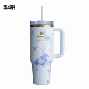 STANLEY X LOVE SHACK FANCY TUMBLER QUENCHER 40OZ - EVERBLOOMING ROSSETES (KHAKI BOX)