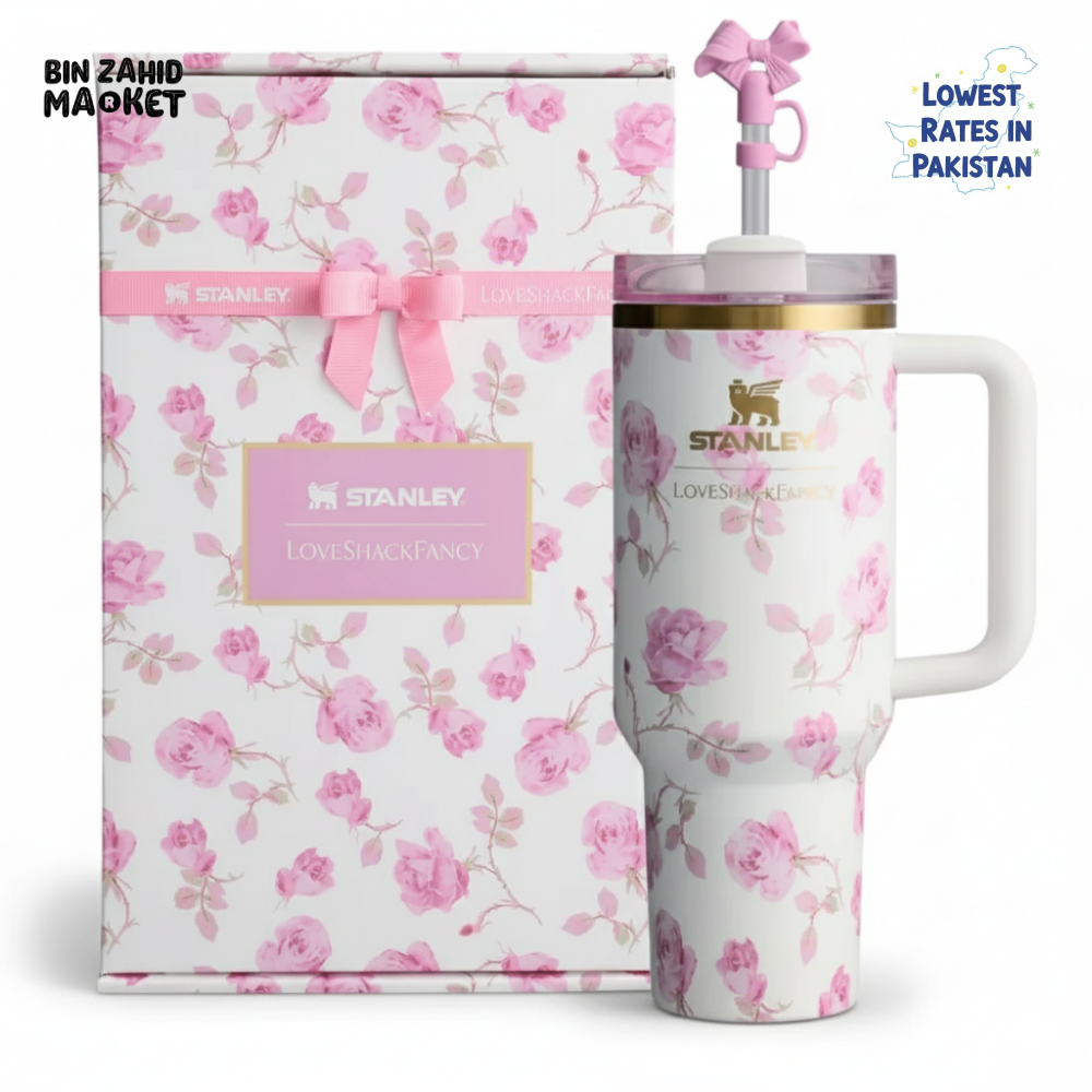 STANLEY X LOVE SHACK FANCY TUMBLER QUENCHER 40OZ - RIBBON ROSA (GIFT BOX)