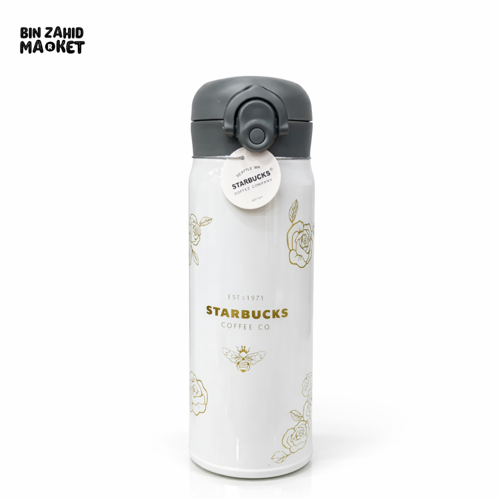 STARBUCKS STYLE 650ML WHITE VACUUM INSULATED BOTTLE