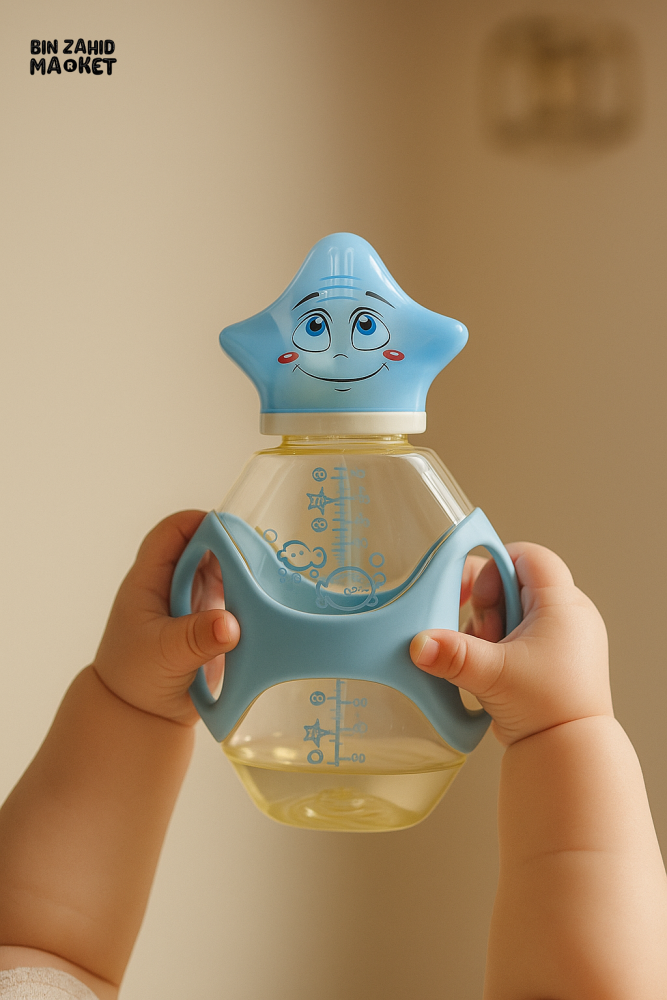 STARFISH DESIGN 10oz BABY FEEDER WITH HANDLES – BPA FREE, EASY GRIP, ANTI-COLIC – PERFECT FOR NEWBORN & TODDLERS