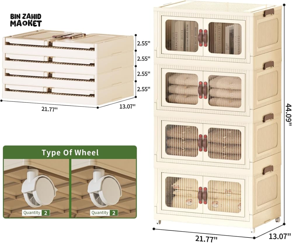 STORIUM STACKABLE STORIES MULTILAYERS WARDROBE STORAGE CABINET WITH WHEELS - SOLID & TRANSPARENT