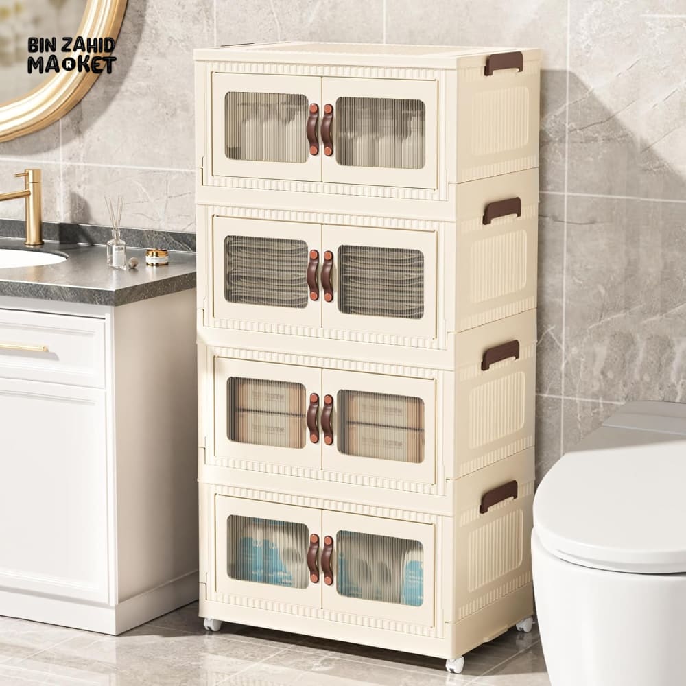 STORIUM STACKABLE STORIES MULTILAYERS WARDROBE STORAGE CABINET WITH WHEELS - SOLID & TRANSPARENT