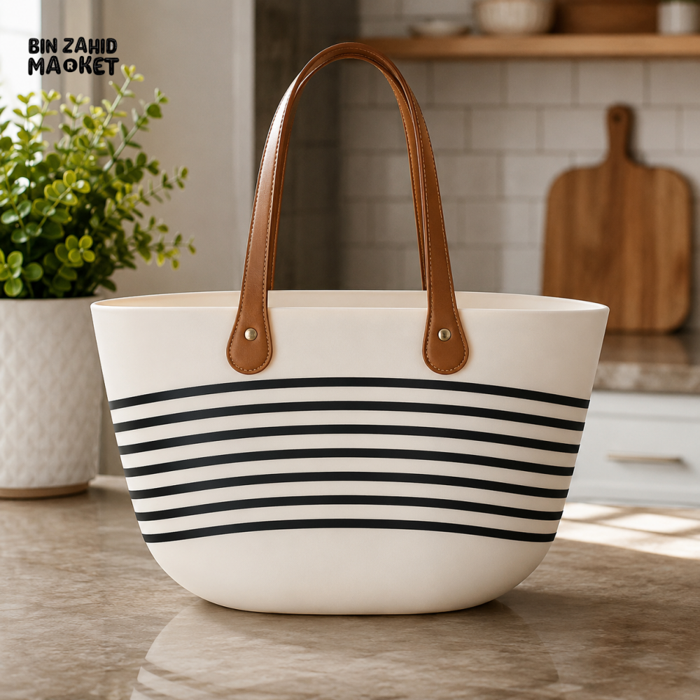 STRIPED STORAGE BASKET WITH HANDLE - Storage Boxes & Baskets