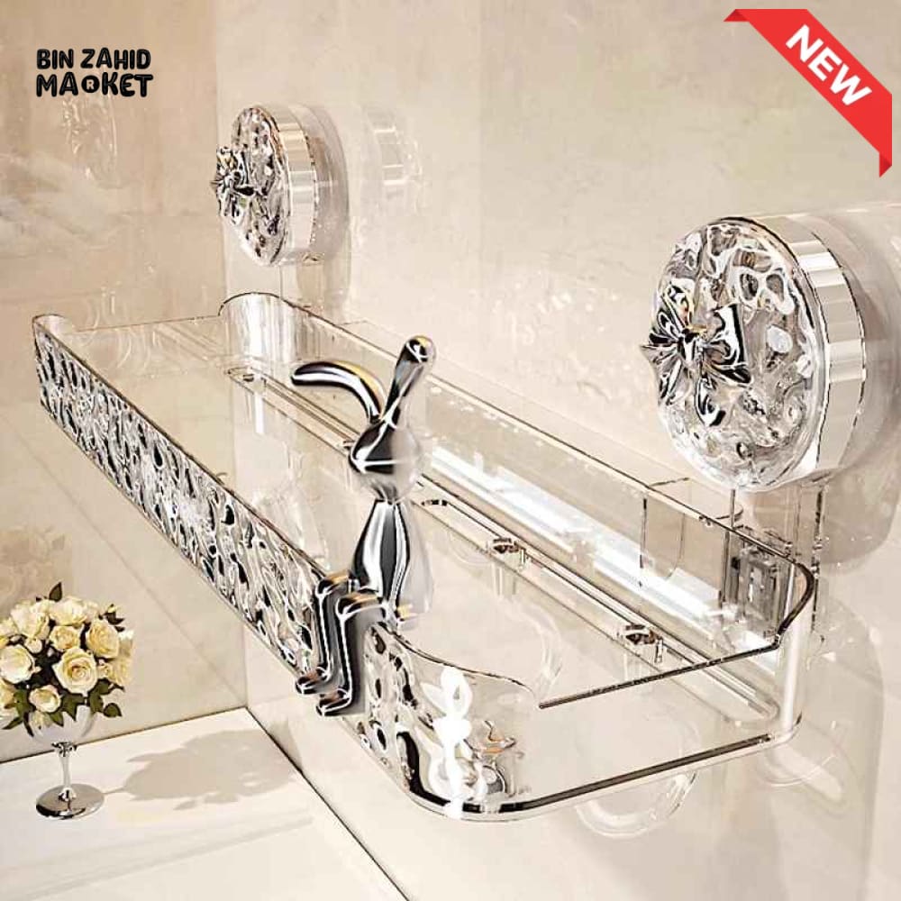 SUCTION CUP BATHROOM STORAGE SHELF