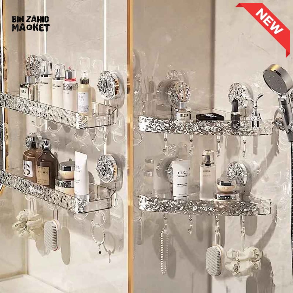 SUCTION CUP BATHROOM STORAGE SHELF