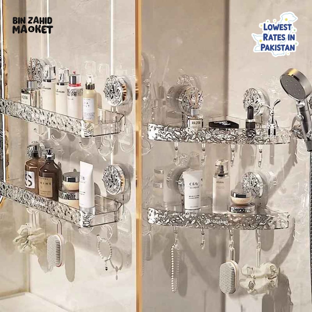 SUCTION CUP BATHROOM STORAGE SHELF