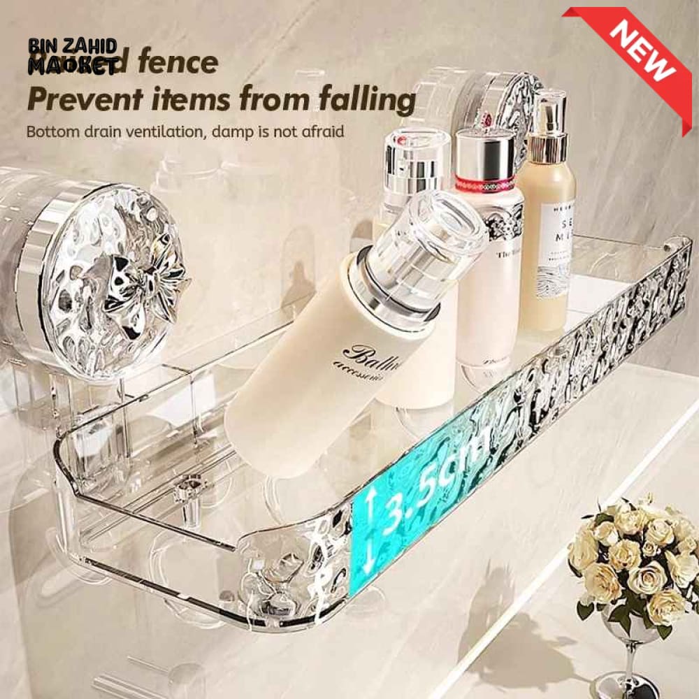SUCTION CUP BATHROOM STORAGE SHELF