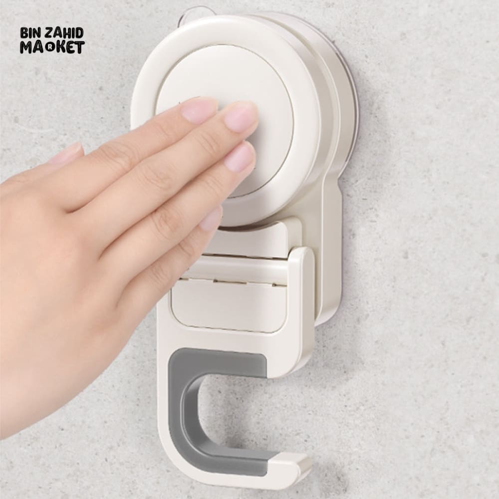 SUCTION CUP MOP HOLDER – WATERPROOF WALL MOUNT CLIP RACK FOR BROOM BRUSH & CLEANING TOOLS KITCHEN & BATHROOM STORAGE ORGANIZER