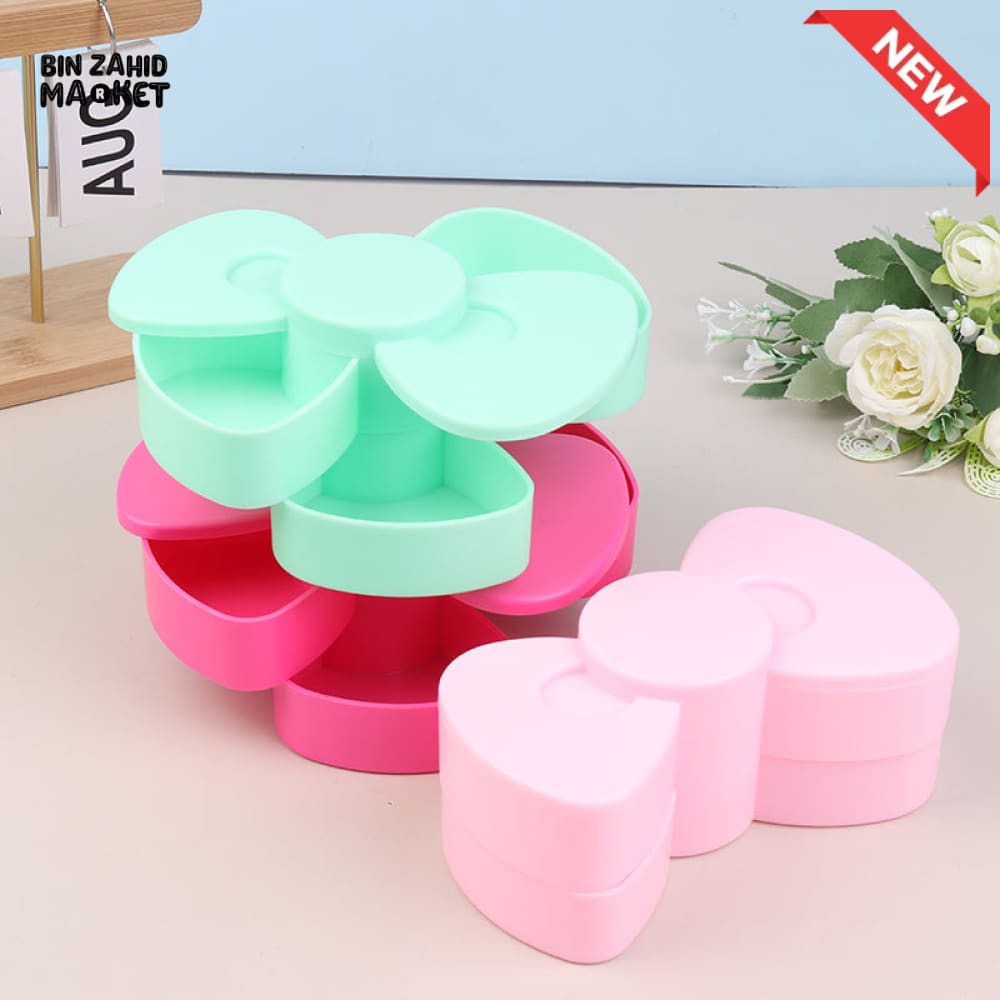 SWEET BOW JEWELRY ORGANIZER – DOUBLE LAYER PLASTIC STORAGE BOX FOR CHILDREN’S DIY & HANDMADE ACCESSORIES