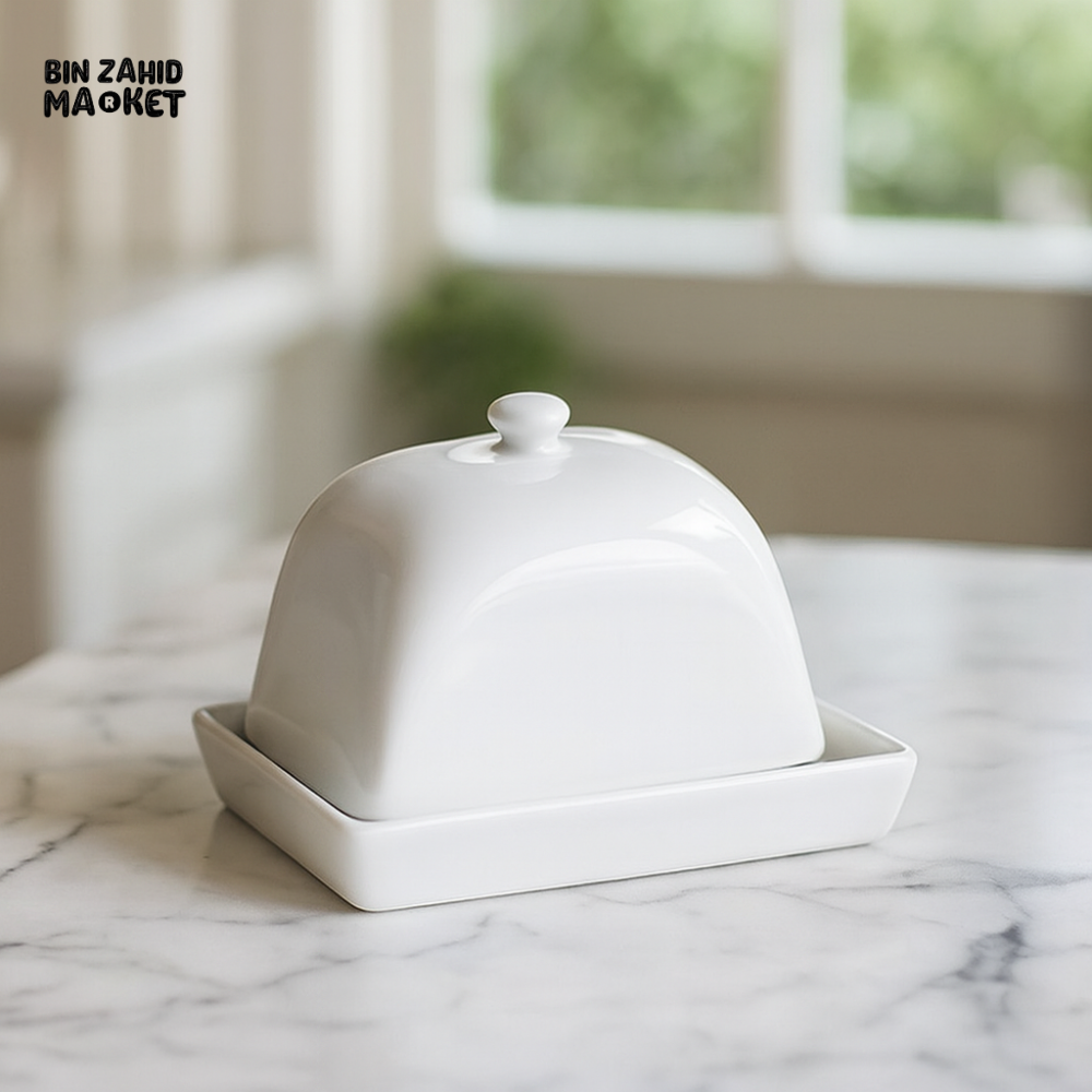 SYMPHONY ES3830 CERAMIC BUTTER DISH WITH LID – CLASSIC KITCHEN STORAGE CONTAINER