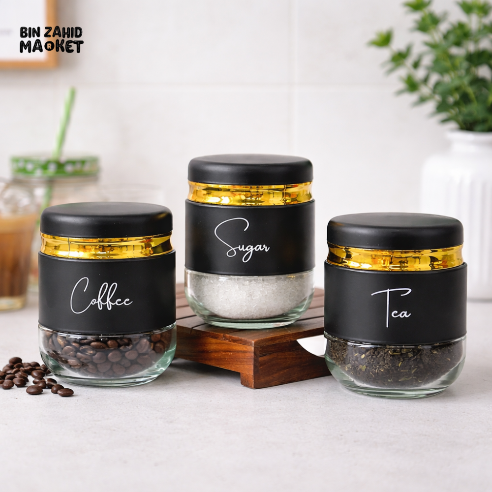 TEA COFFEE SUGAR STORAGE JARS SET