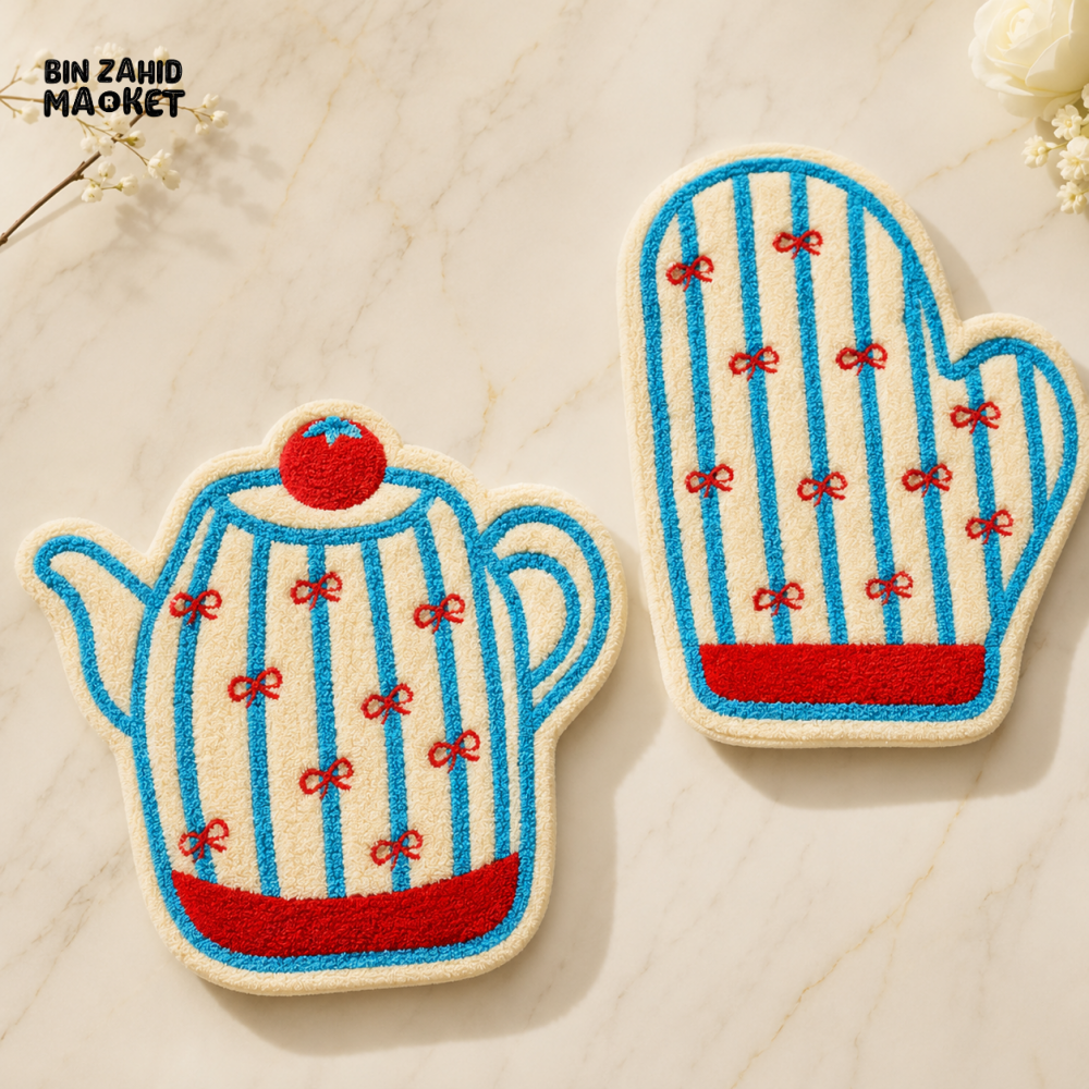 TEAPOT & OVEN MITT HEAT RESISTANT KITCHEN PAD - 1 PIECE