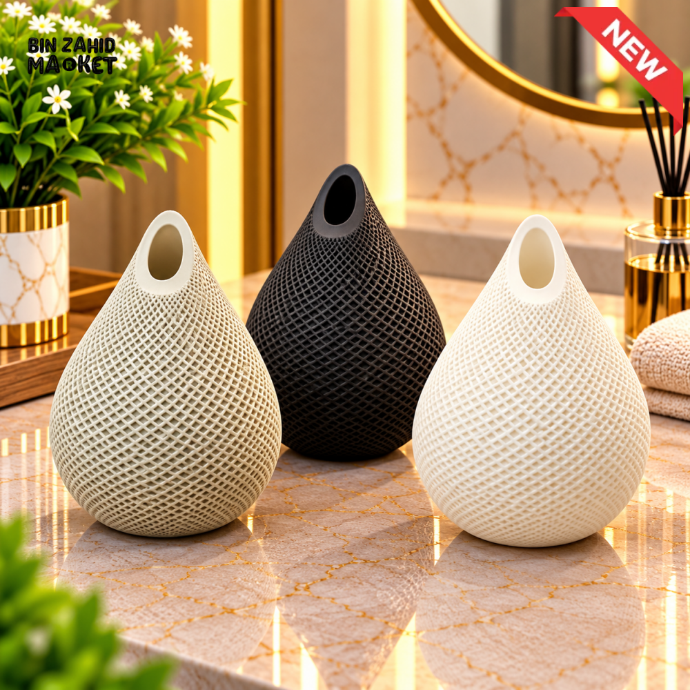 TEARDROP MESH TEXTURED DECORATIVE VASE - 1 PIECE - Vases