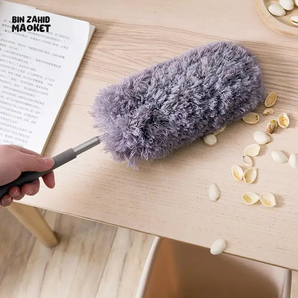 TELESCOPIC MICROFIBER FEATHER DUSTER WITH STAINLESS STEEL POLE – COBWEB & CEILING CLEANING TOOL