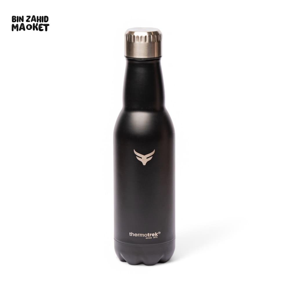 THERMOTREK STAINLESS STEEL INSULATED WATER BOTTLE WITH SCREW-ON CAP - 16-9 OZ 500ML BLACK