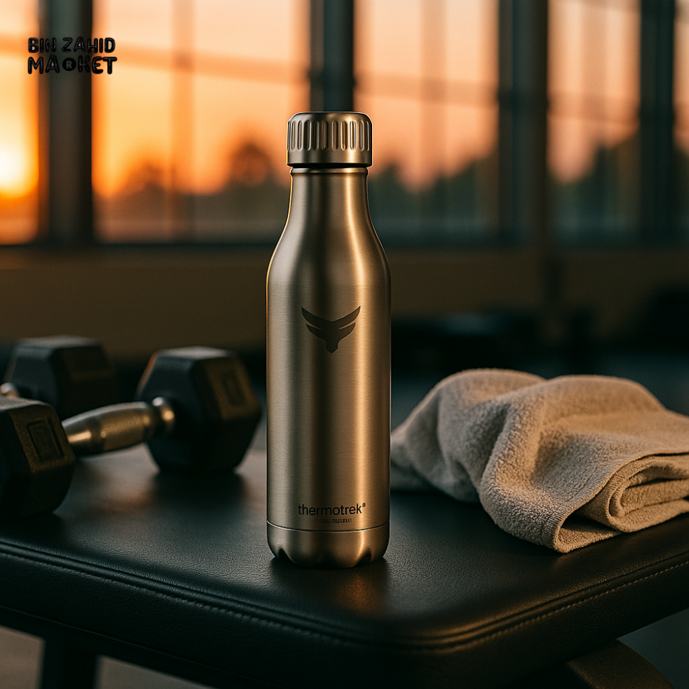 THERMOTREK STAINLESS STEEL INSULATED WATER BOTTLE WITH SCREW-ON CAP - 16-9 OZ 500ML BRUSHED STAINLESS STEEL