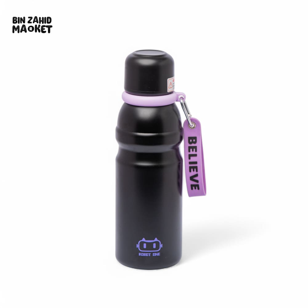 THERMOTREK STAINLESS STEEL INSULATED WATER BOTTLE WITH SCREW-ON CAP - 20-3 OZ 600ML BLACK
