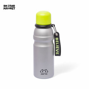 THERMOTREK STAINLESS STEEL INSULATED WATER BOTTLE WITH SCREW-ON CAP - 20-3 OZ 600ML SILVER/GREEN CUP