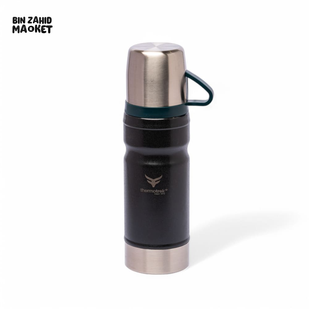 THERMOTREK STAINLESS STEEL INSULATED WATER BOTTLE WITH SCREW-ON CAP - 23 OZ 680ML BLACK