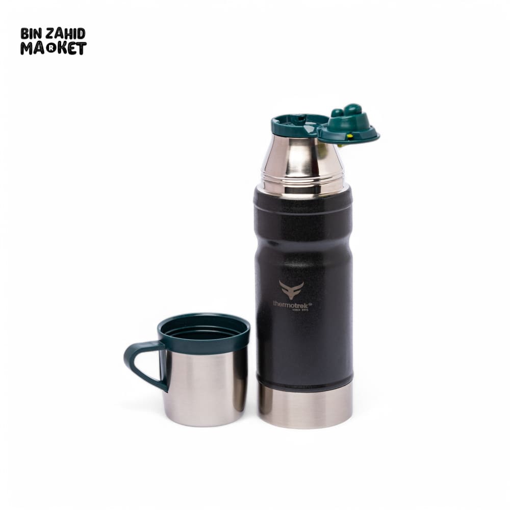 THERMOTREK STAINLESS STEEL INSULATED WATER BOTTLE WITH SCREW-ON CAP - 23 OZ 680ML BLACK