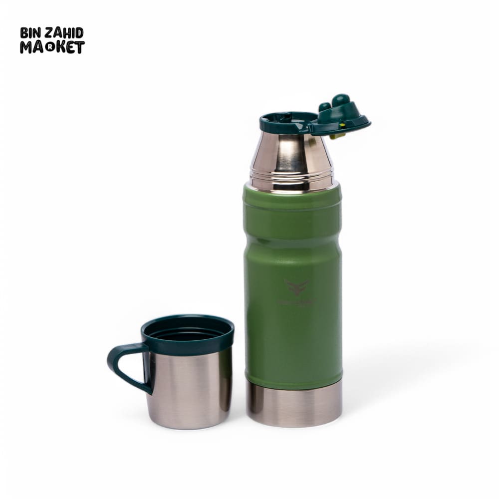 THERMOTREK STAINLESS STEEL INSULATED WATER BOTTLE WITH SCREW-ON CAP - 23 OZ 680ML DARK GREEN