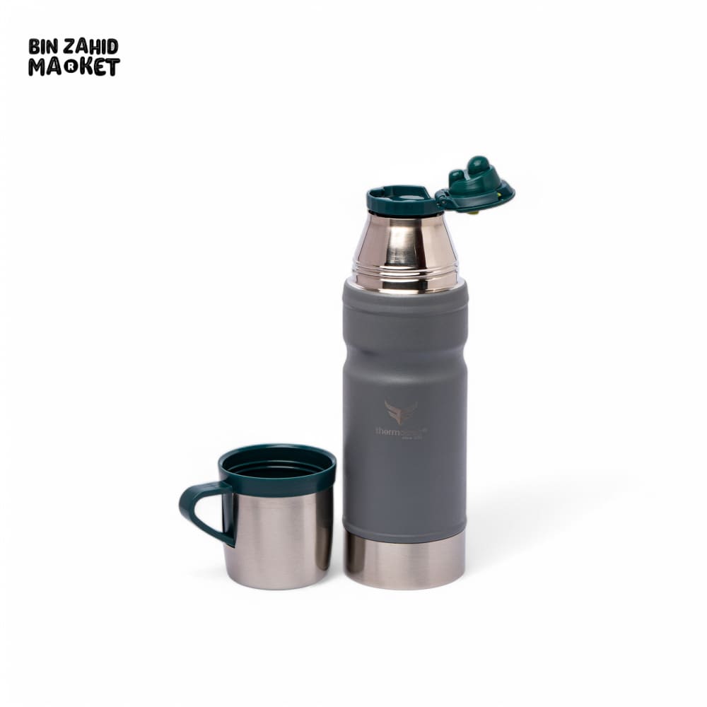 THERMOTREK STAINLESS STEEL INSULATED WATER BOTTLE WITH SCREW-ON CAP - 23 OZ 680ML GREY