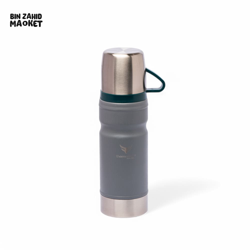 THERMOTREK STAINLESS STEEL INSULATED WATER BOTTLE WITH SCREW-ON CAP - 23 OZ 680ML GREY