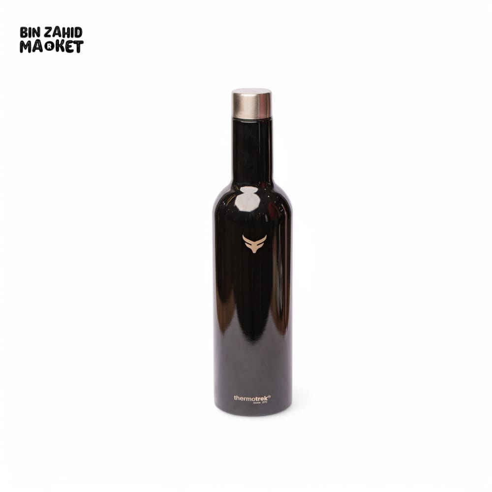 THERMOTREK STAINLESS STEEL INSULATED WATER BOTTLE WITH SCREW-ON CAP - 25-4 OZ 750ML GLOSSY BLACK