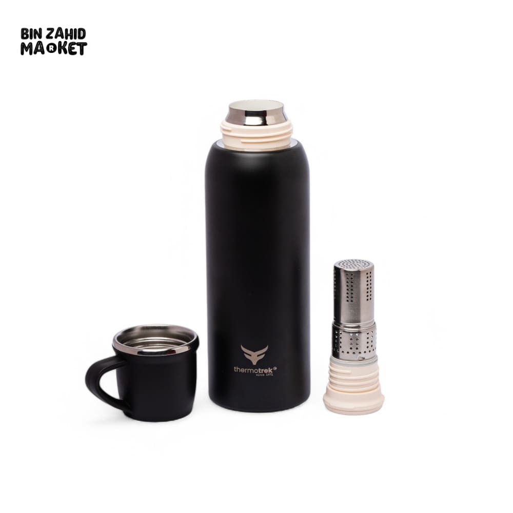THERMOTREK STAINLESS STEEL INSULATED WATER BOTTLE WITH SCREW-ON CAP - 27 OZ 800ML BLACK