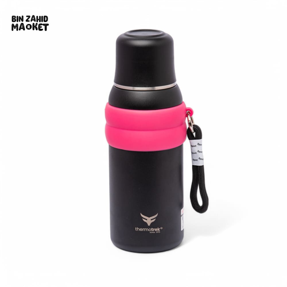 THERMOTREK STAINLESS STEEL INSULATED WATER BOTTLE WITH SCREW-ON CAP - 27 OZ 800ML BLACK/PINK