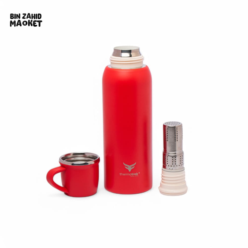THERMOTREK STAINLESS STEEL INSULATED WATER BOTTLE WITH SCREW-ON CAP - 27 OZ 800ML RED