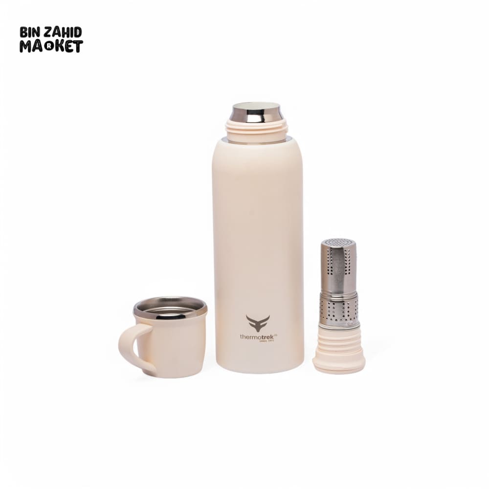 THERMOTREK STAINLESS STEEL INSULATED WATER BOTTLE WITH SCREW-ON CAP - 27 OZ 800ML WHITE