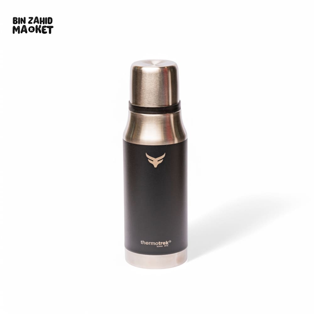 THERMOTREK STAINLESS STEEL INSULATED WATER BOTTLE WITH SCREW-ON CAP - 33-8 OZ 1000ML BLACK