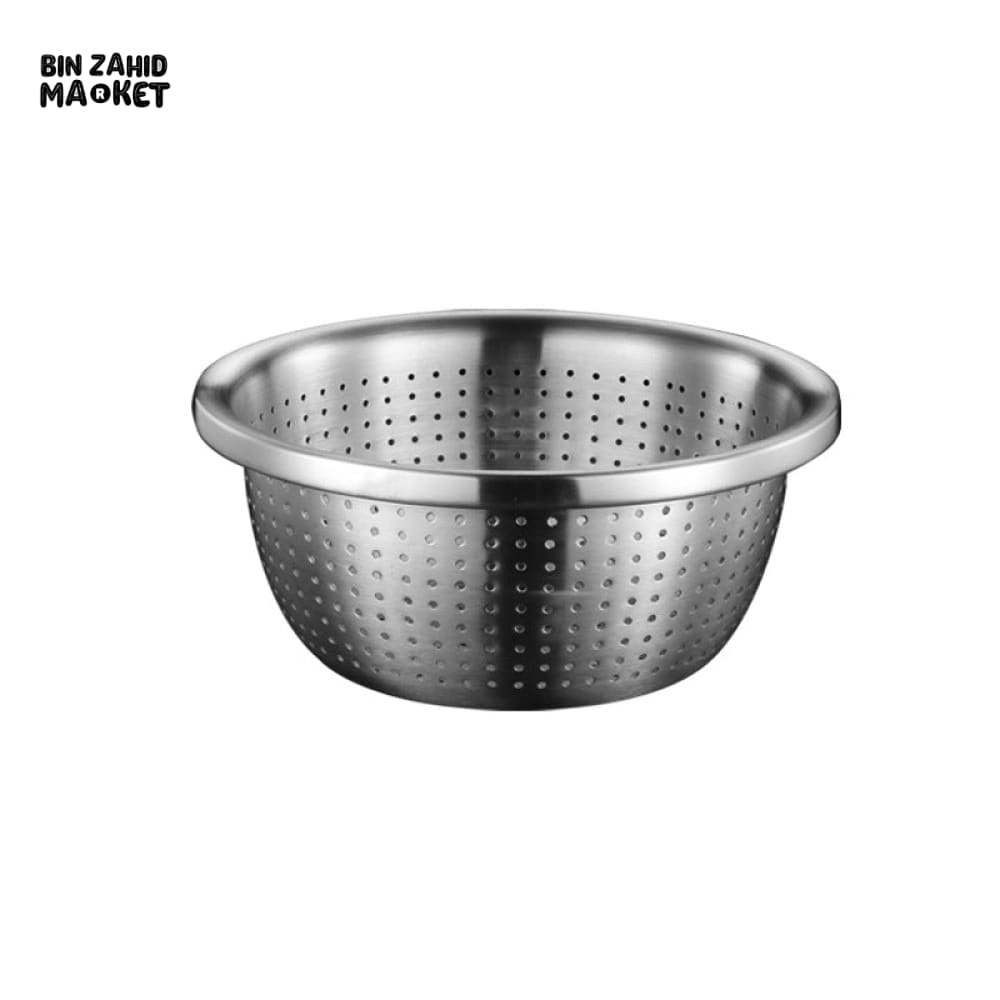 THICKEN STAINLESS STEEL DRAIN BASIN VEGETABLE FRUIT COLANDER RICE SIEVE KITCHEN ACCESSORY