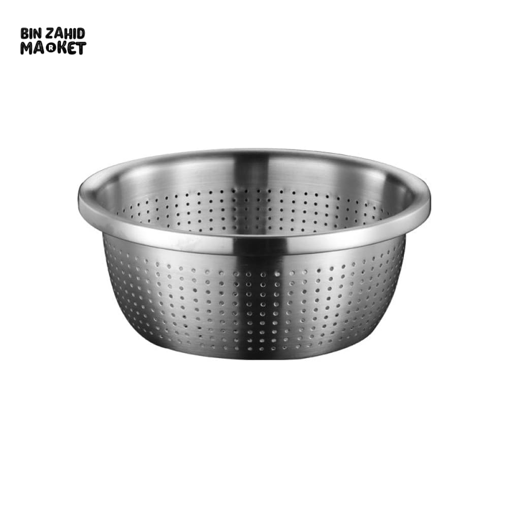 THICKEN STAINLESS STEEL DRAIN BASIN VEGETABLE FRUIT COLANDER RICE SIEVE KITCHEN ACCESSORY