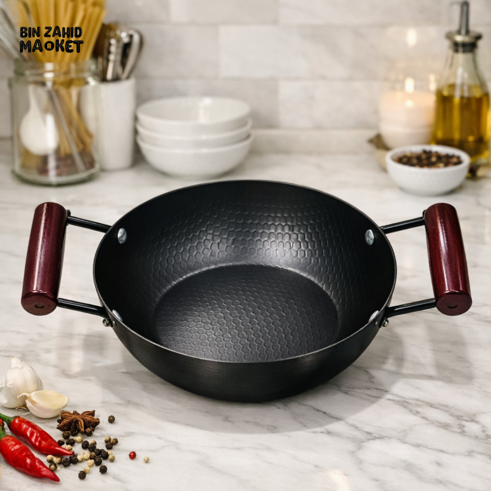 THICKENED CAST IRON WOK PAN – DURABLE HOME COOKING POT